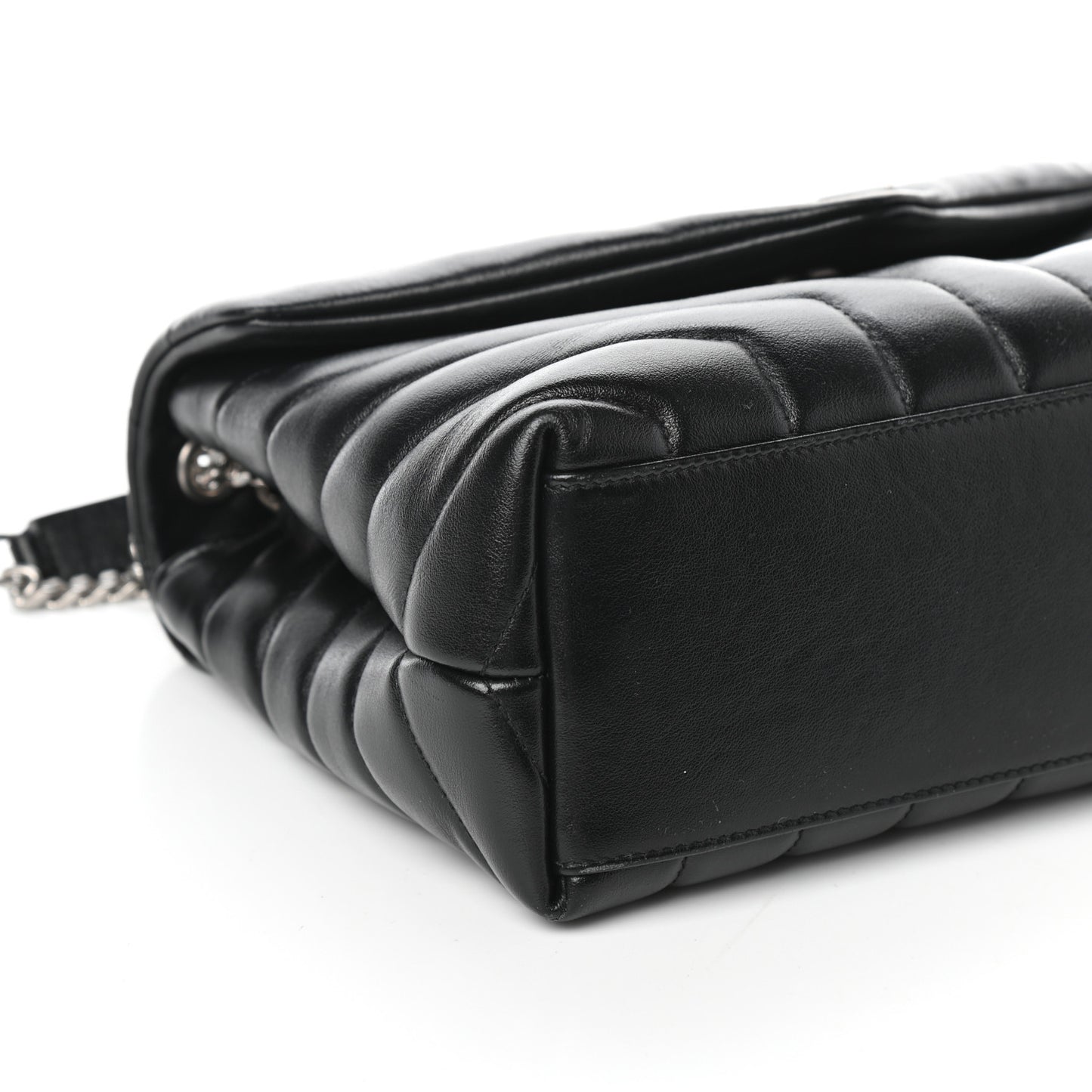 Calfskin Y Quilted Monogram Small Loulou Chain Satchel Black