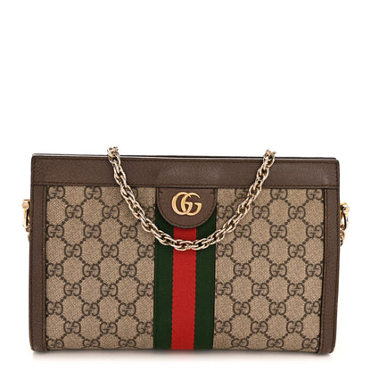 Gucci GG Supreme Monogram Web Small Ophidia Chain Shoulder Bag Brown 1 of 13