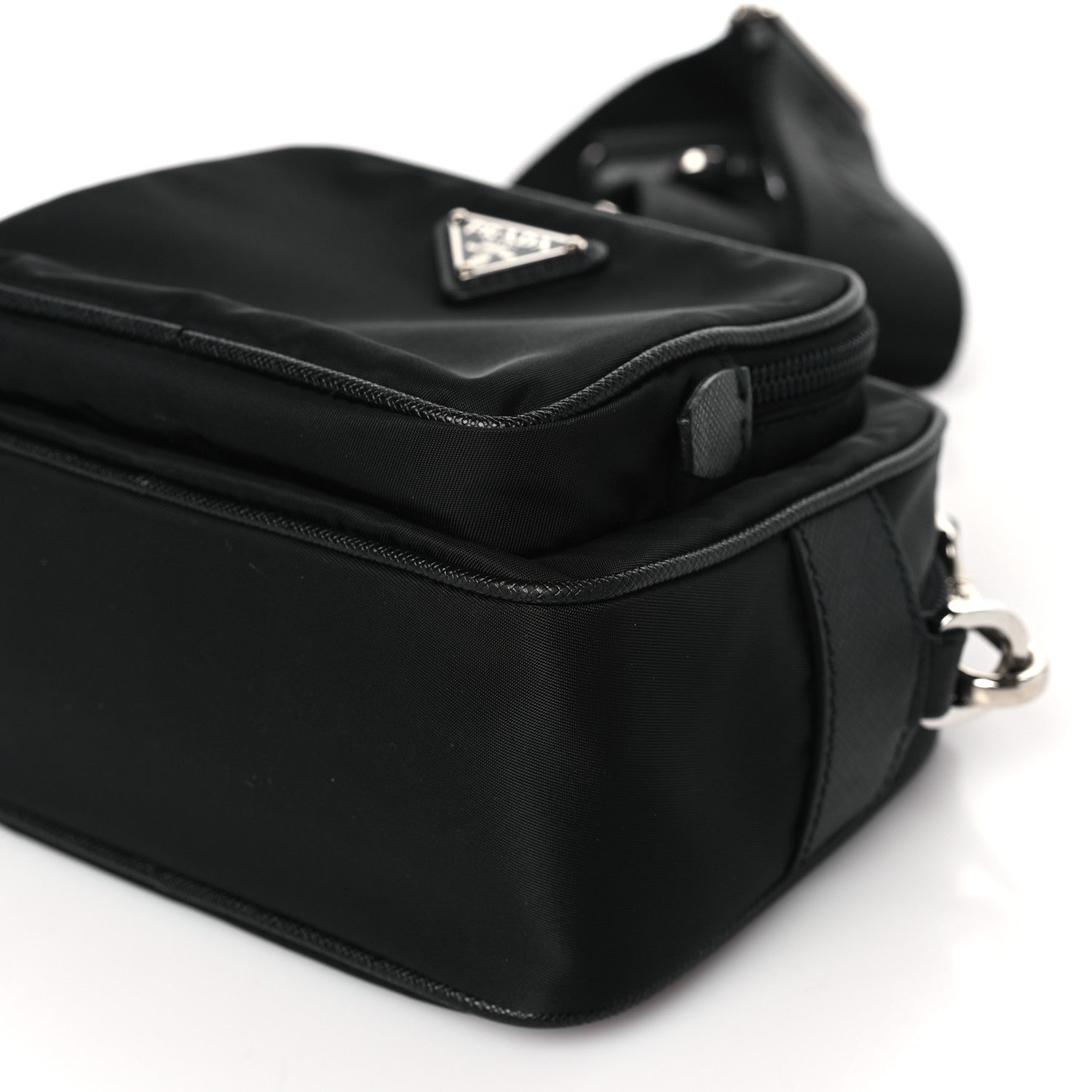 Prada Tessuto Saffiano Brique Crossbody Messenger Bag Black 9 of 9