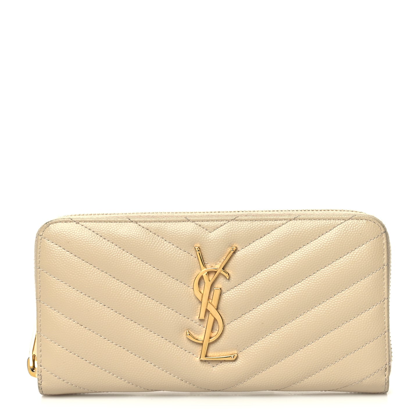 Grain De Poudre Matelasse Chevron Monogram Zip Around Wallet Dark Beige