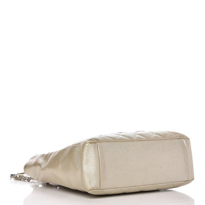 Chanel Metallic Caviar Quilted Petit Shopping Tote PST Pearl 4 of 12