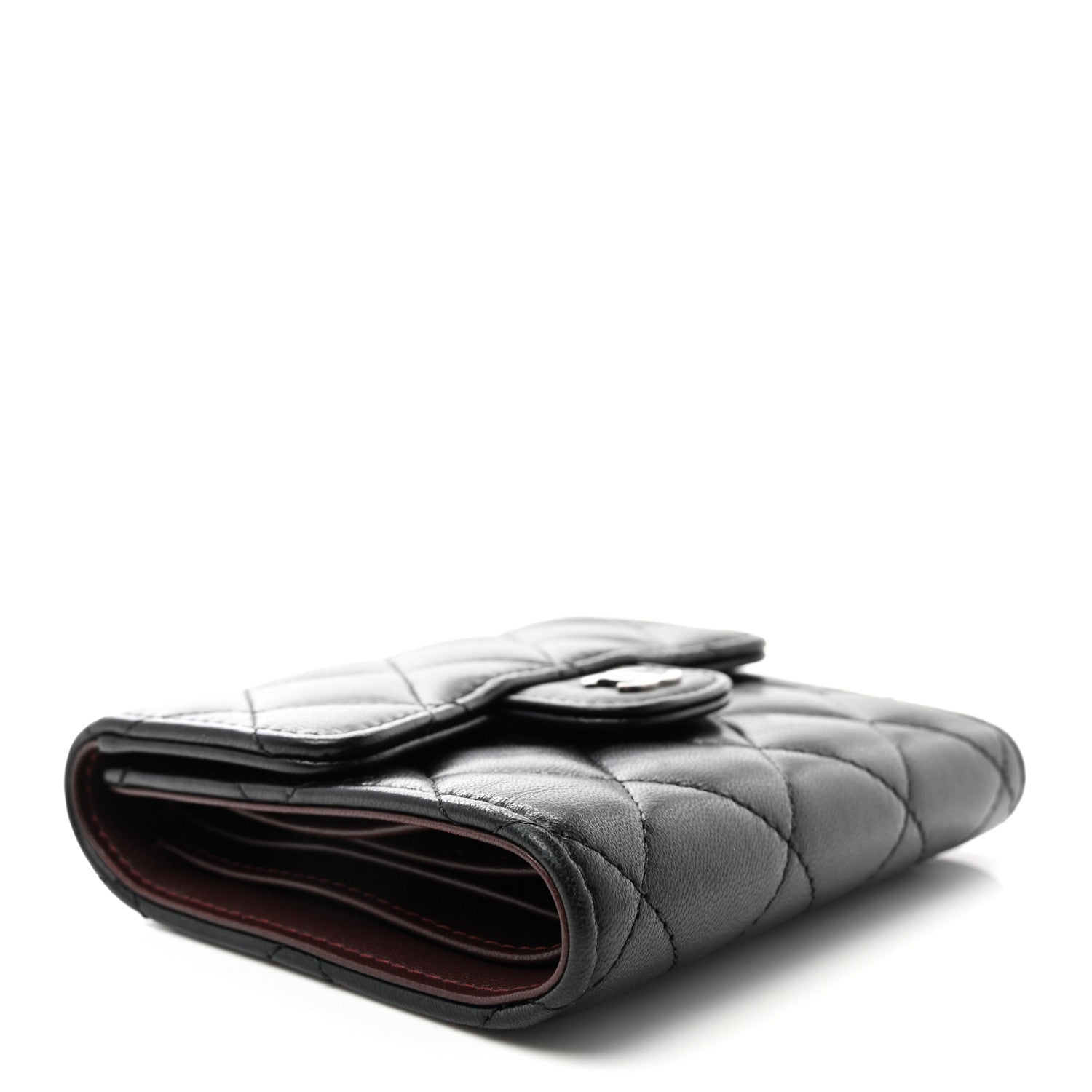 Chanel Lambskin Quilted Compact Flap Wallet Black 4 of 9