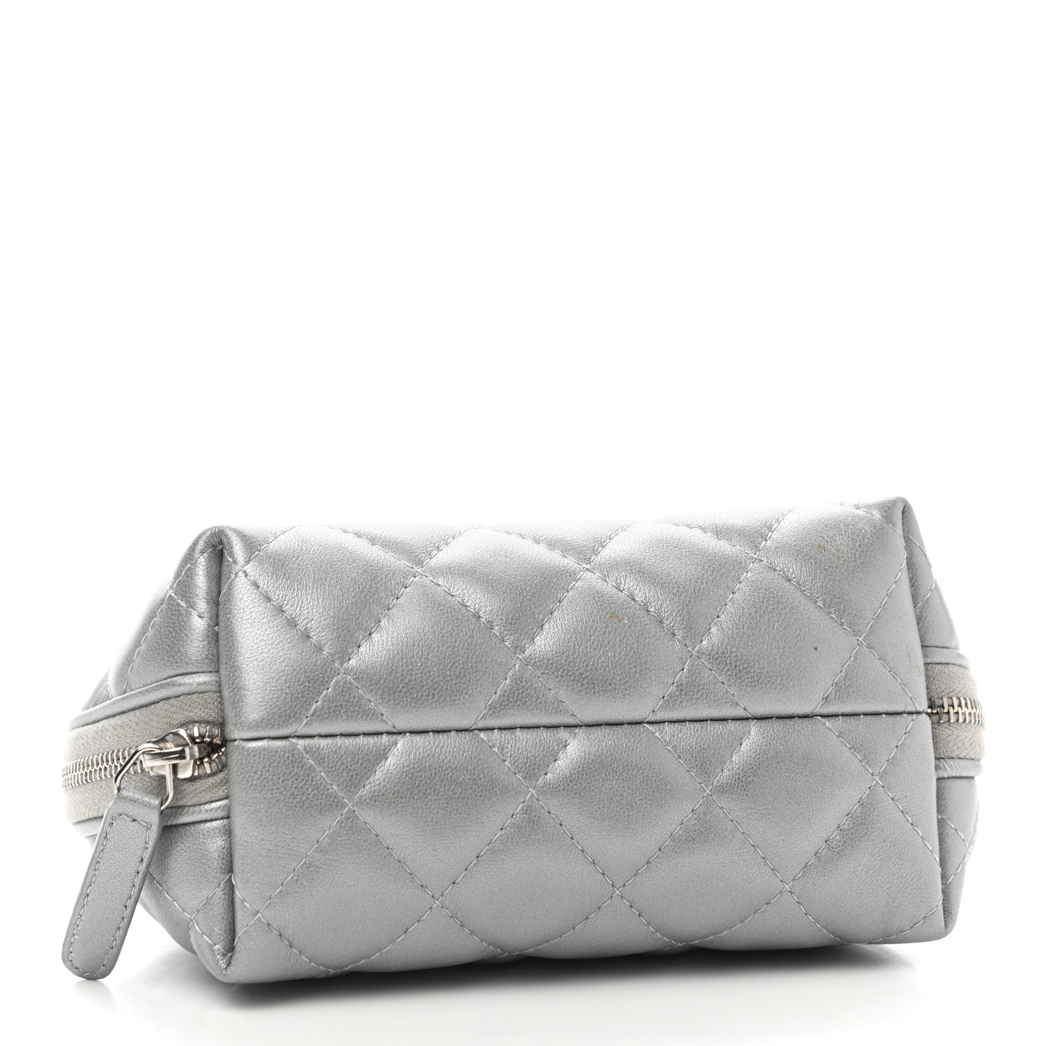 Chanel Metallic Lambskin Quilted Reissue Cosmetic Case Silver 4 of 9
