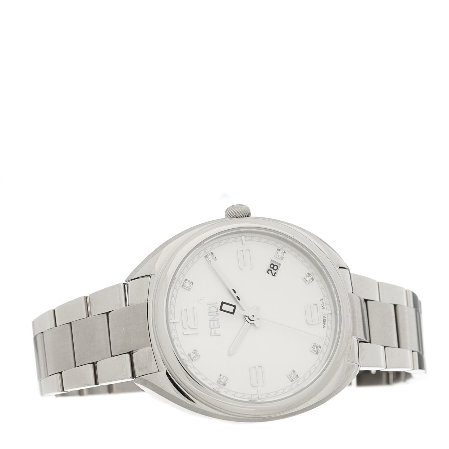 Stainless Steel Diamond 34mm Momento Quartz Watch White