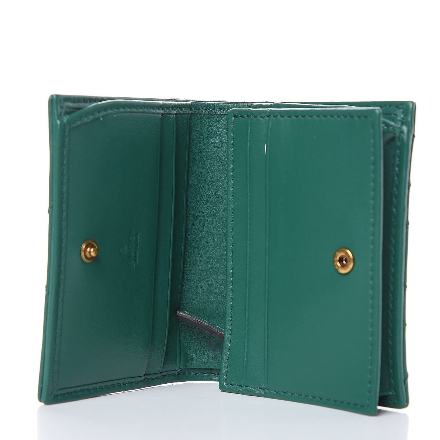 Calfskin Matelasse GG Marmont Card Case Wallet Emerald