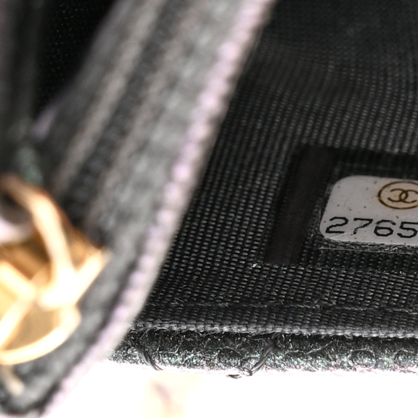 Iridescent Caviar Quilted Wallet On Chain WOC Black