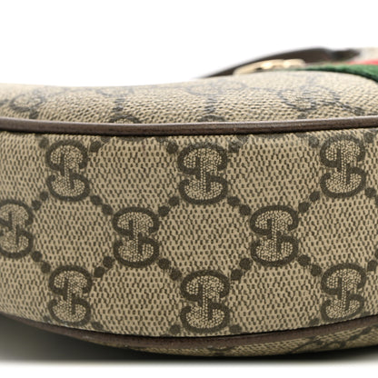 Gucci GG Supreme Monogram Textured Dollar Calfskin Web Small Ophidia Shoulder Bag Beige Ebony New Acero 9 of 14