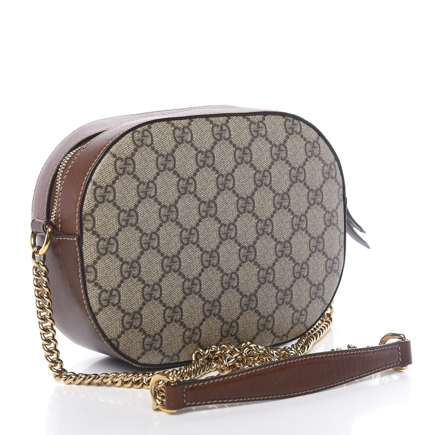 Gucci GG Supreme Monogram Cuoio Toscano Mini Chain Shoulder Bag Beige Ebony Cuir 3 of 13