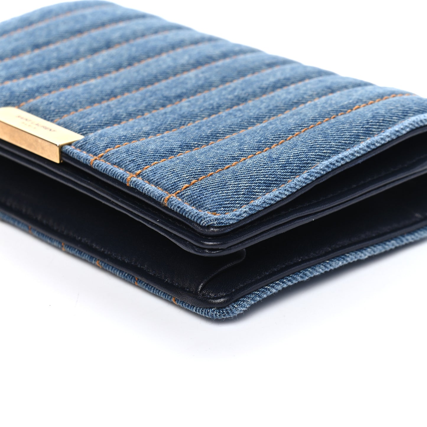 Denim Matelasse Amalia Chain Shoulder Bag Blue