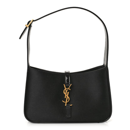 Saint Laurent Silk Satin Calfskin Le 5 A 7 Hobo Black 1 of 8