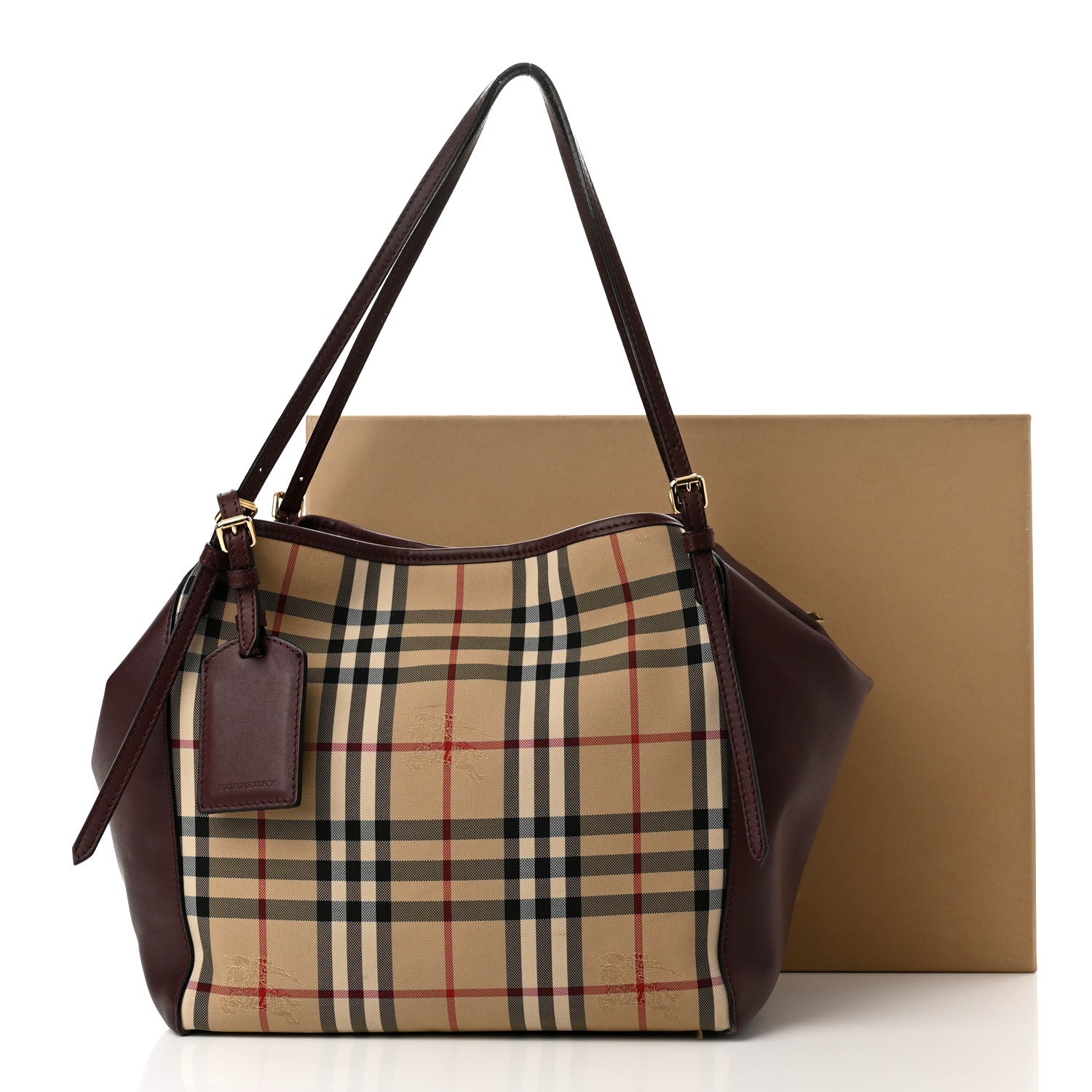Burberry House Check Small Canterbury Tote Burgundy 12 of 12