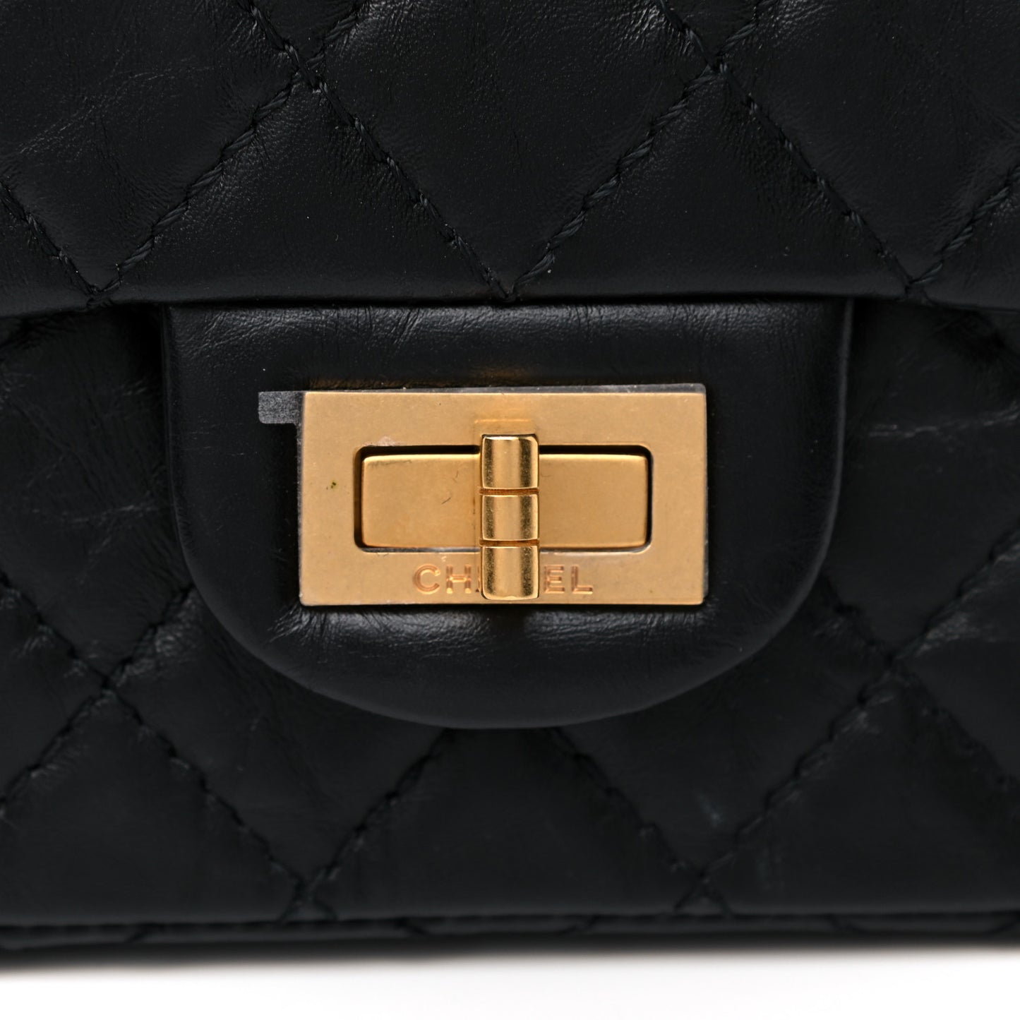 Aged Calfskin Quilted 2.55 Reissue Mini Flap Black