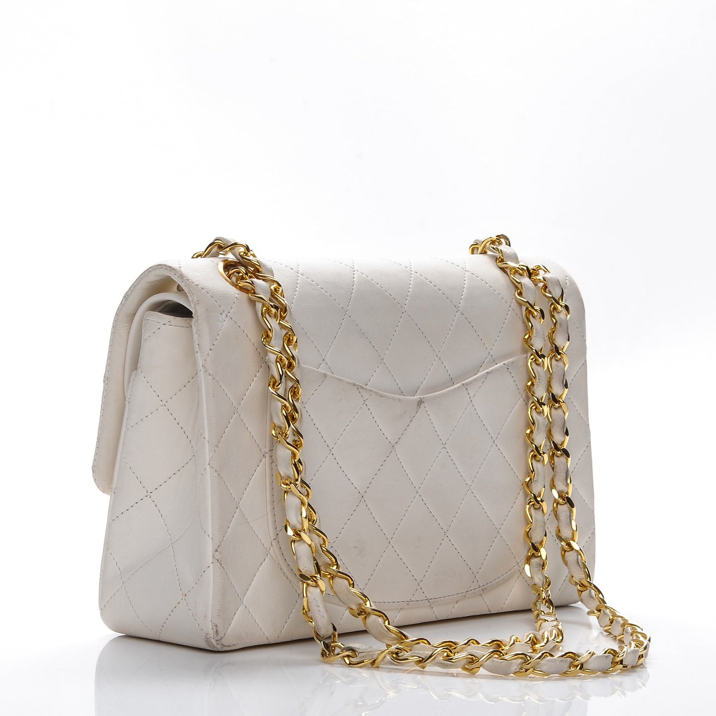 Lambskin Quilted Small Double Flap White