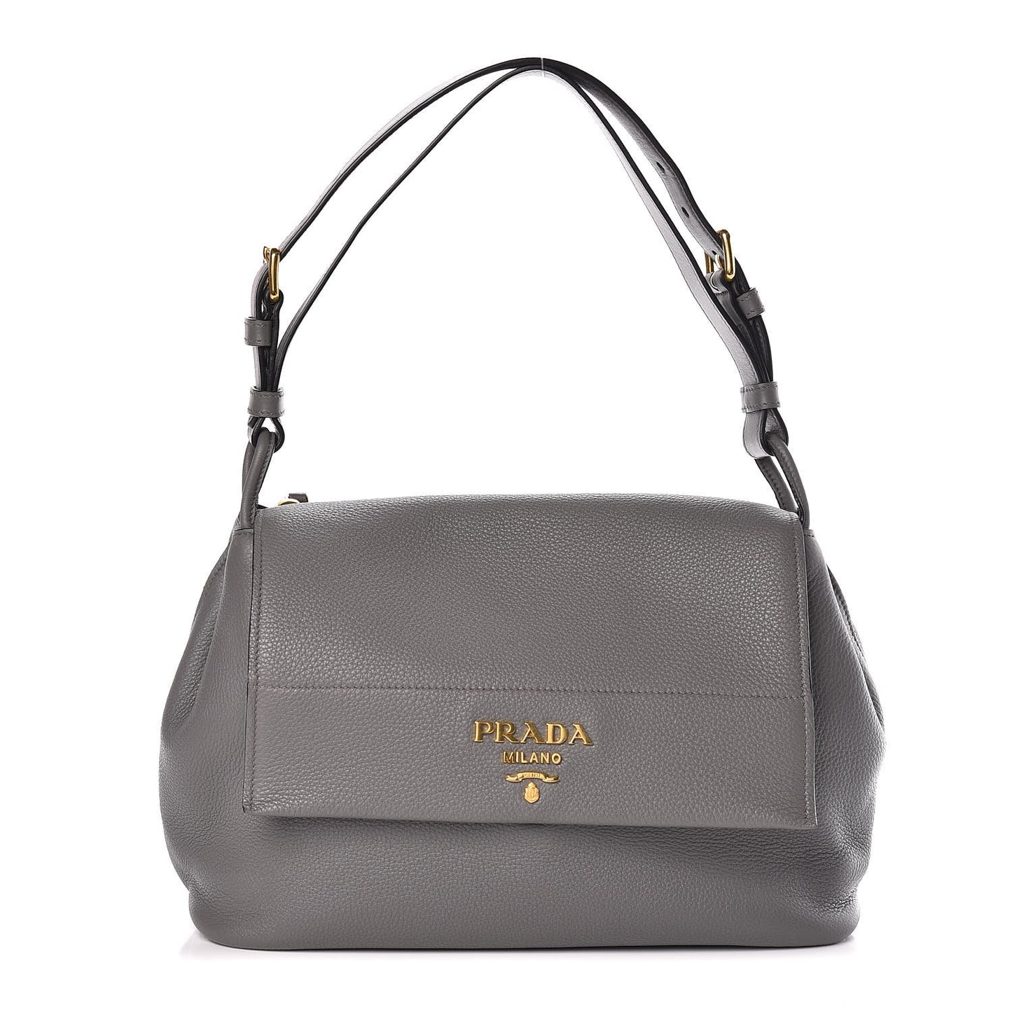 Vitello Daino Flap Shoulder Bag Marmo