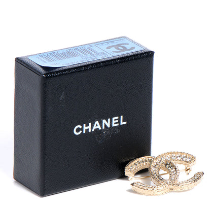 Chanel Crystal Large CC Brooch Gold 6 of 6