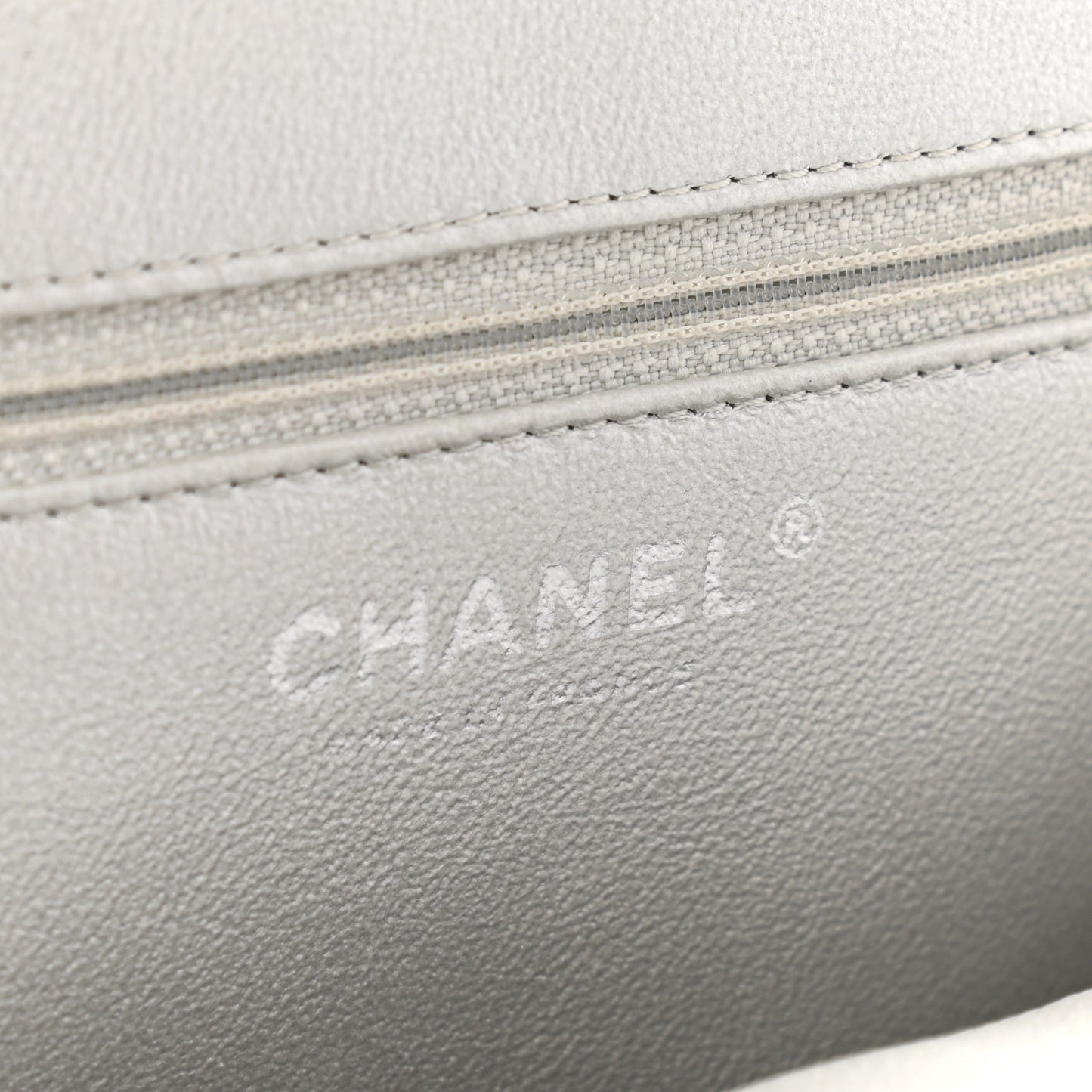 Lambskin Perforated Timeless Clutch Light Silver