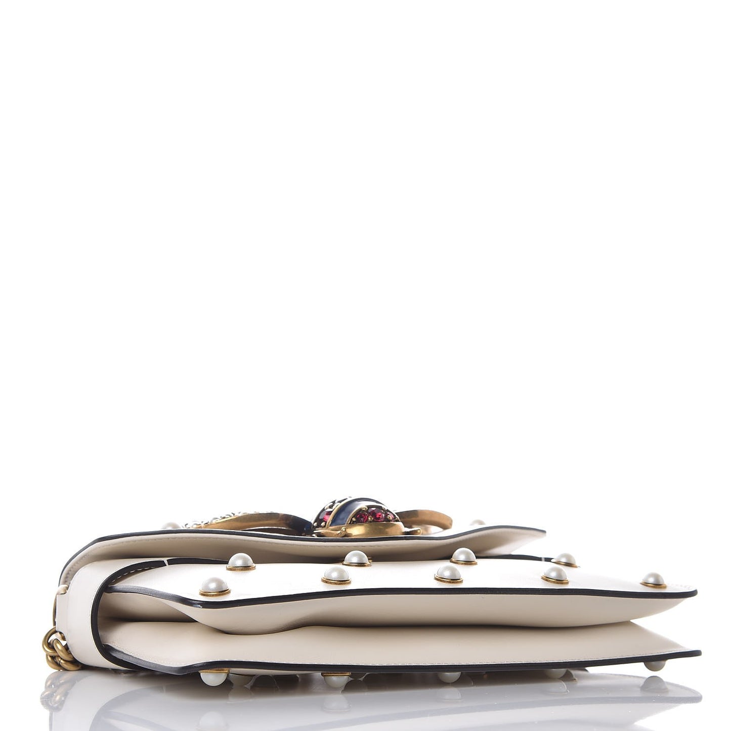 Nappa Pearl Studded Mini Queen Margaret Broadway Shoulder Bag Mystic White