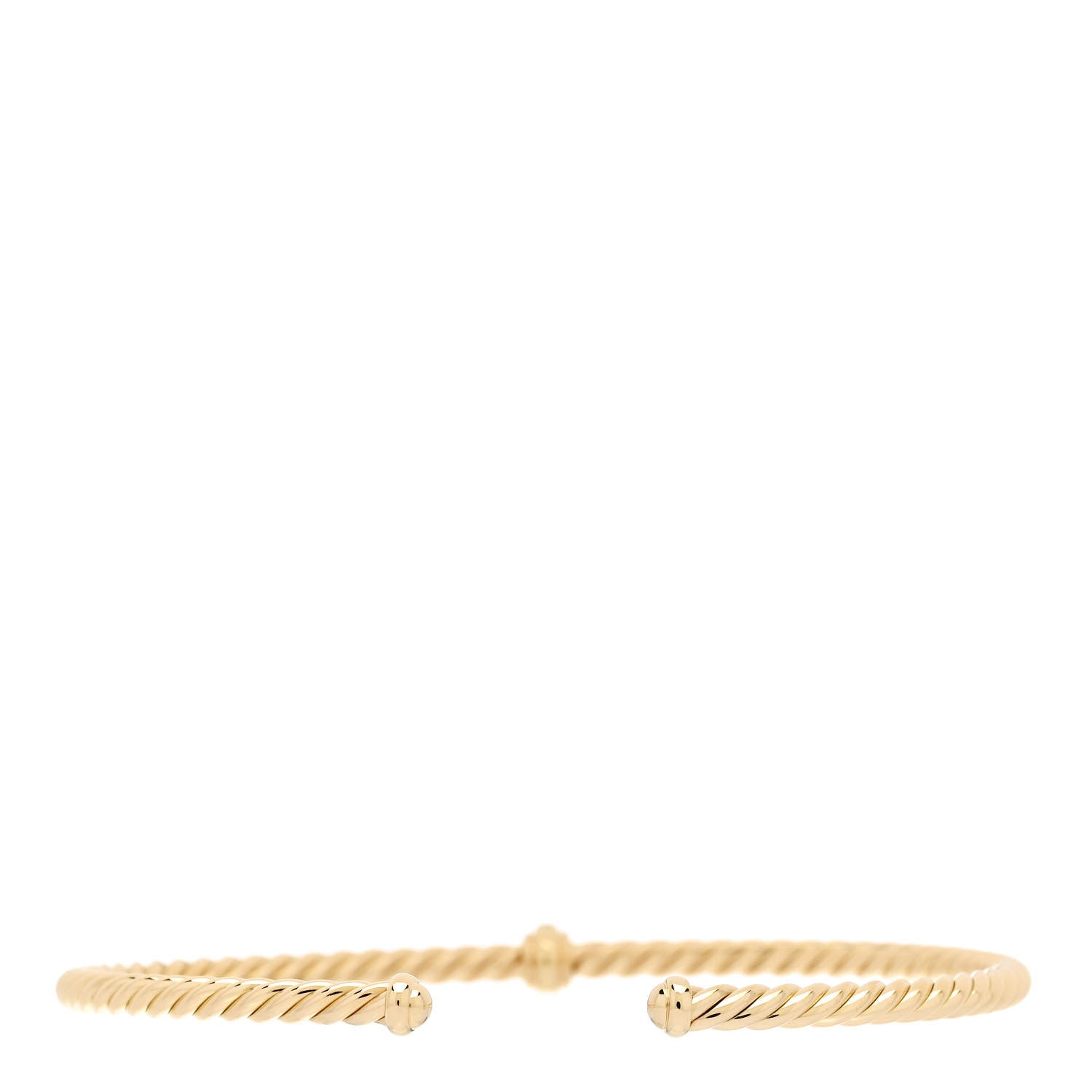 David Yurman 18K Yellow Gold Emerald 3mm Cablespira Single Station Bracelet 2 of 4