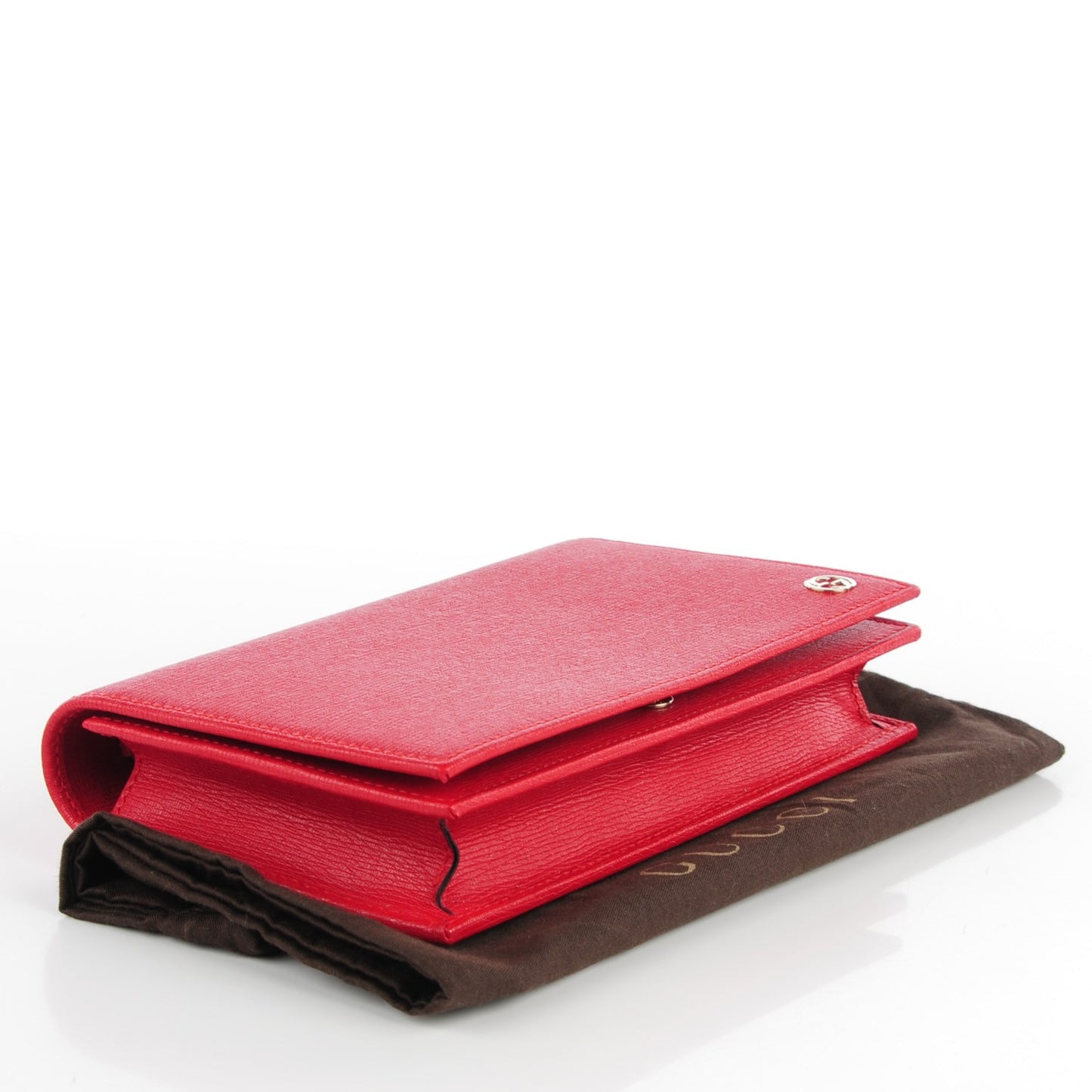 Textured Calfskin Medium Betty Chain Wallet Tabasco Red
