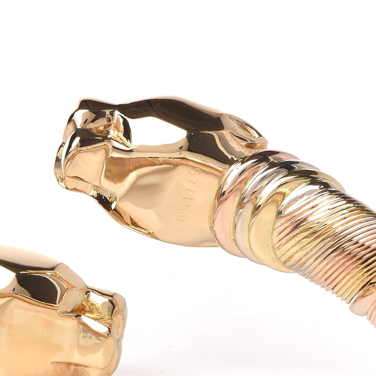 Cartier 18K Pink Yellow White Gold Panthère De Open Bangle Bracelet 6 of 7