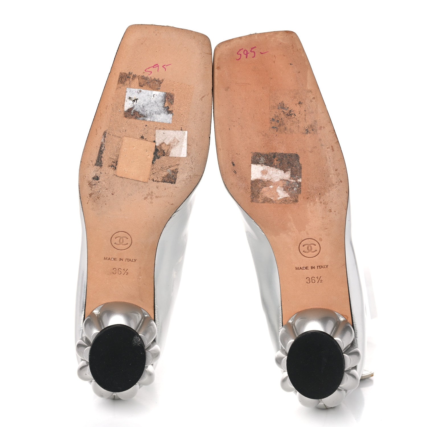 Chanel Metallic Patent CC Short Boots 36.5 Silver 6 of 13