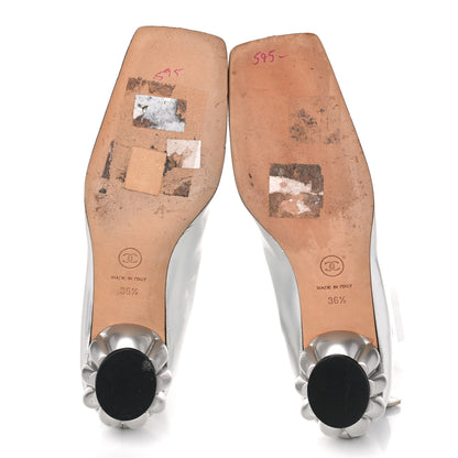 Chanel Metallic Patent CC Short Boots 36.5 Silver 6 of 13