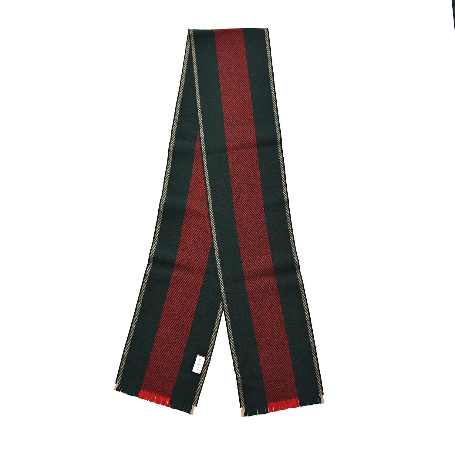 Gucci Wool Web Navas Scarf Green Red 3 of 5