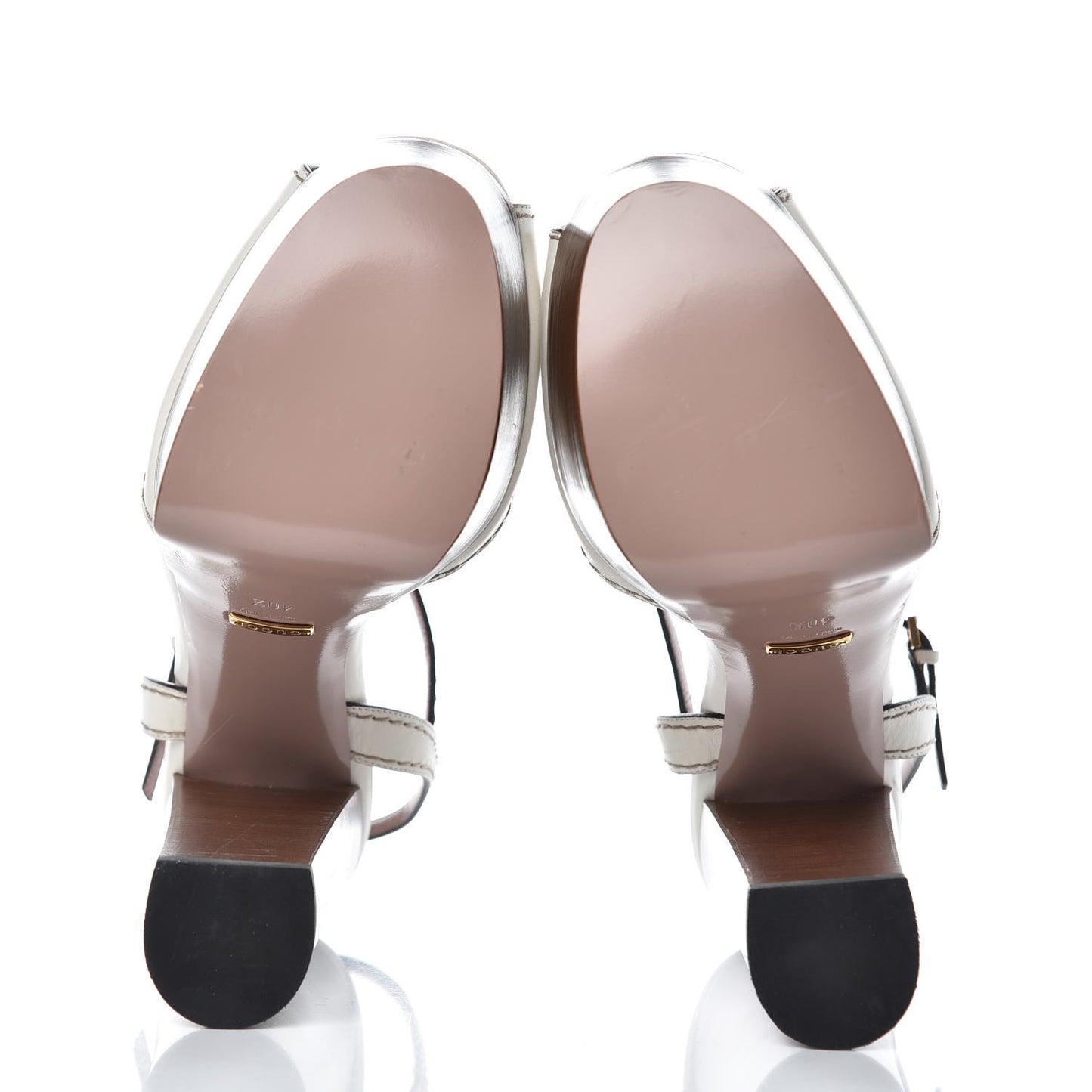 Calfskin Horsebit Platform Sandals 40.5 White