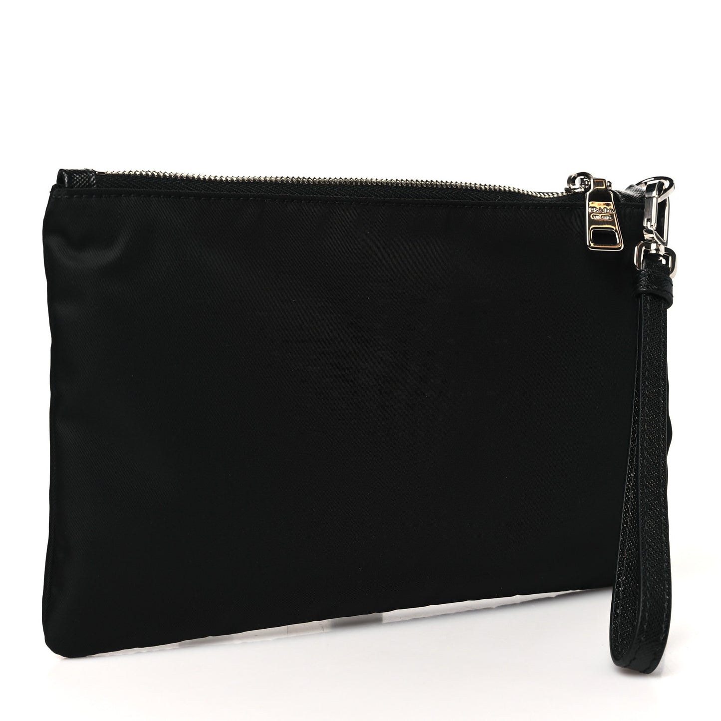 Re-Nylon Saffiano Pouch Wristlet Black
