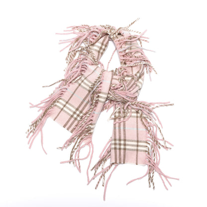 Burberry Cashmere Check Happy Fringe Scarf Pink 1 of 4