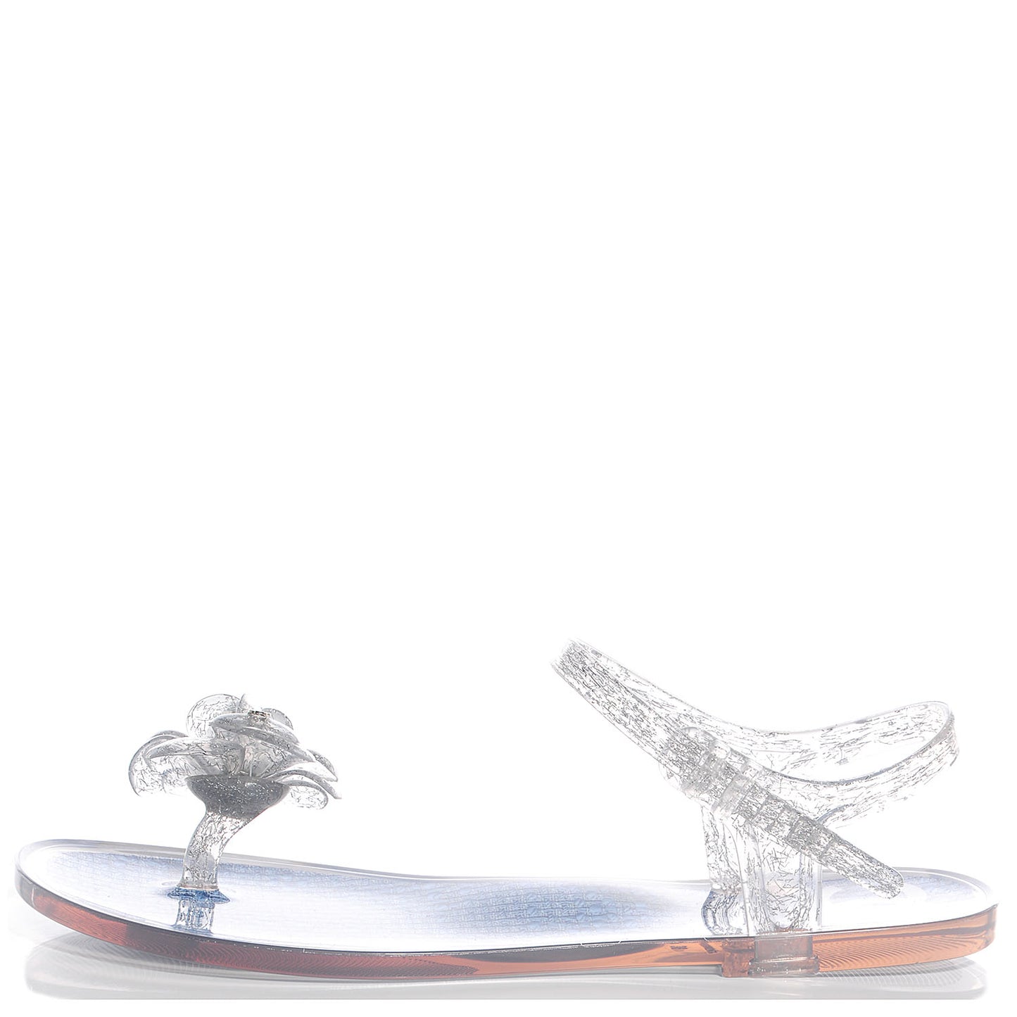 Jelly Tweed Camellia Glitter Thong Sandals 39 Blue Ecru