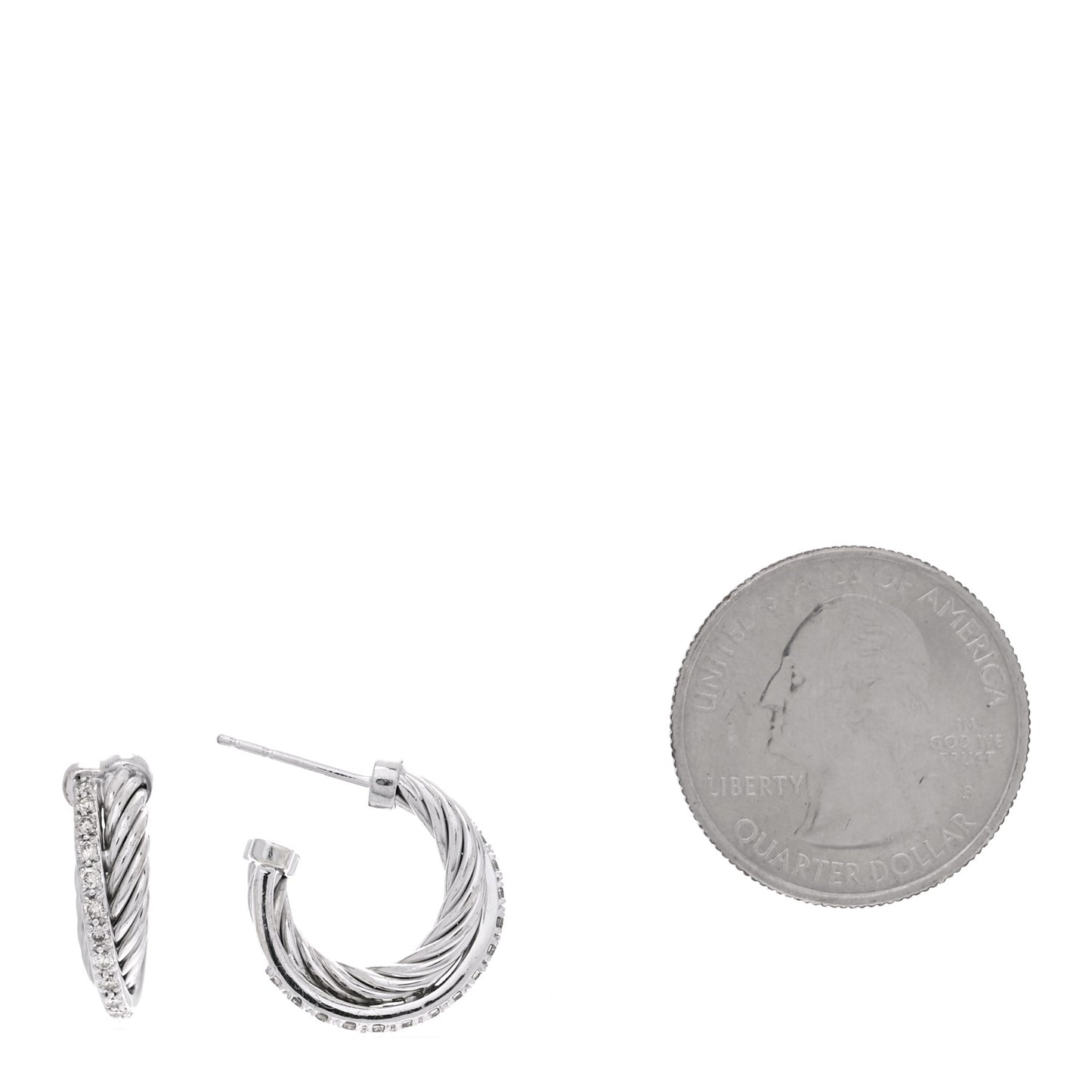 Sterling Silver Diamond Extra Small Crossover Hoop Earrings
