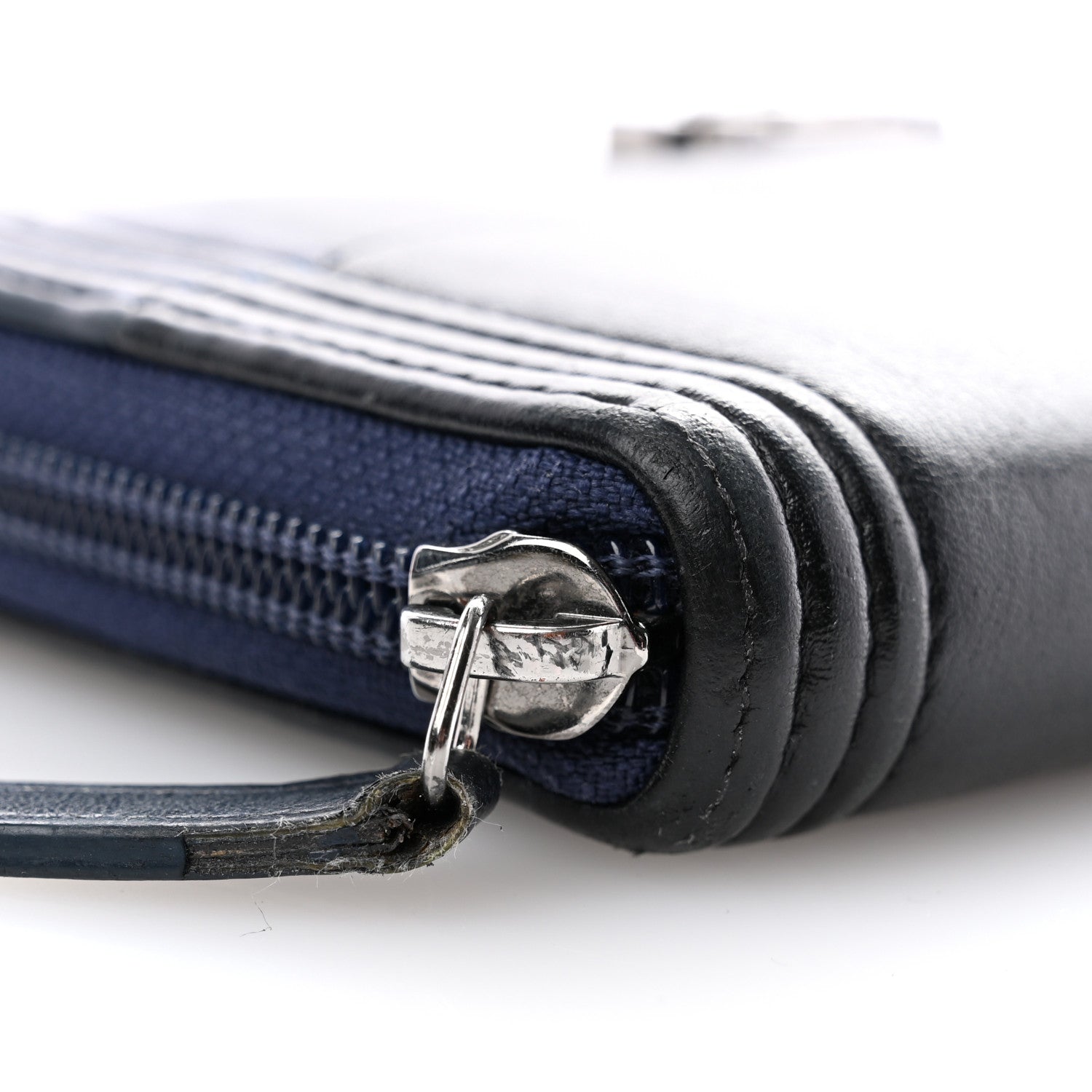 Chanel Calfskin Large Bi-Color Zip Around Boy Wallet Black Navy 11 of 11