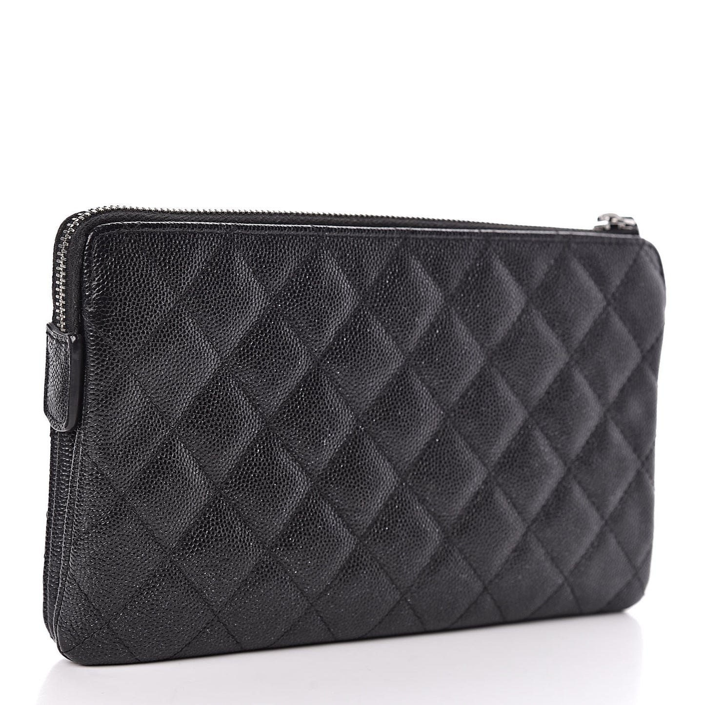 Caviar Quilted Small Zipped Pouch Black