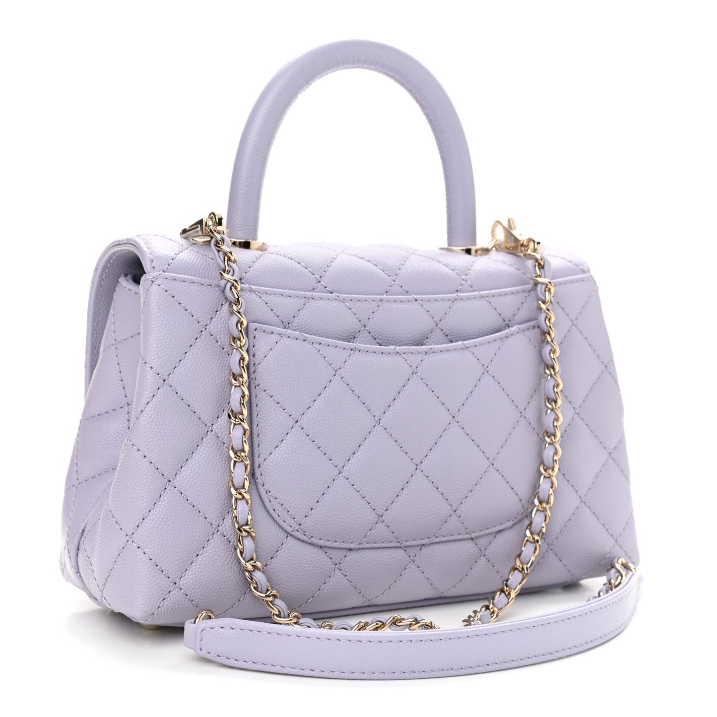 Caviar Quilted Mini Coco Handle Flap Light Purple