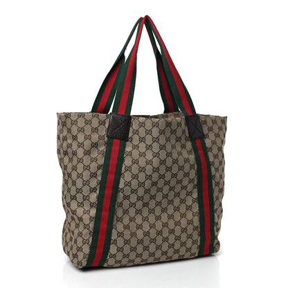 Gucci GG Monogram Medium Web Handle Vertical Tote Dark Brown 3 of 10