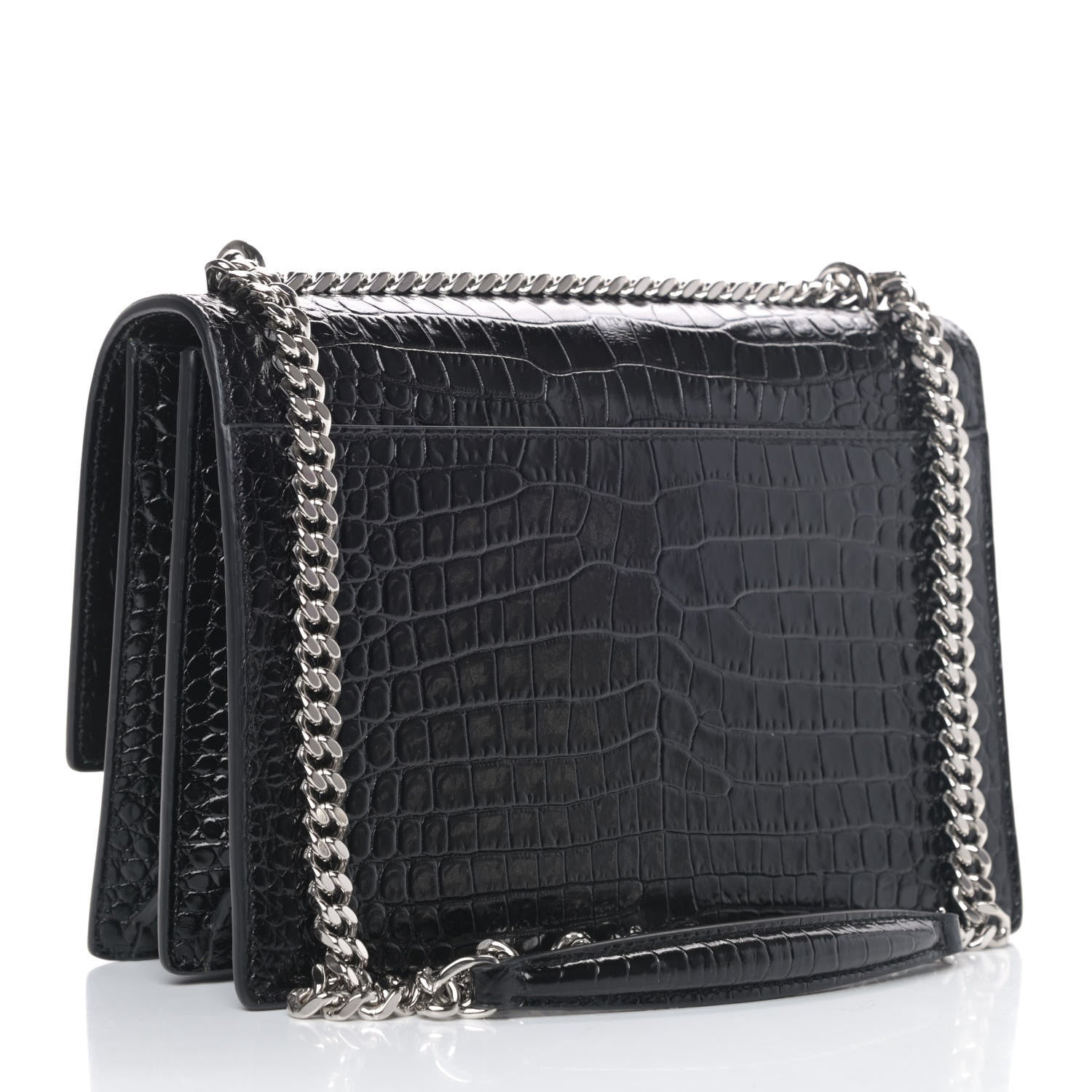 Saint Laurent Calfskin Crocodile Embossed Medium Monogram Sunset Black 2 of 4