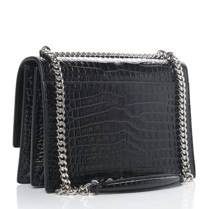Saint Laurent Calfskin Crocodile Embossed Medium Monogram Sunset Black 2 of 4