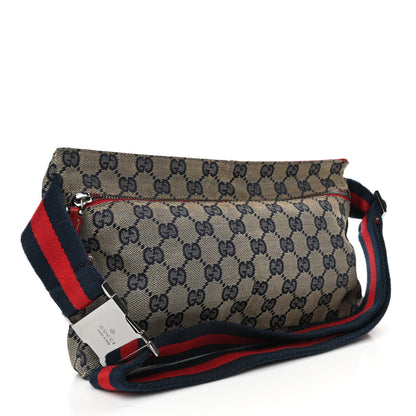 Gucci GG Monogram Web Double Pocket Belt Bag Navy Red 3 of 10