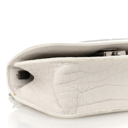 Balenciaga Extra Supple Calfskin Crocodile Embossed Gossip Chain Bag XS White 8 of 11