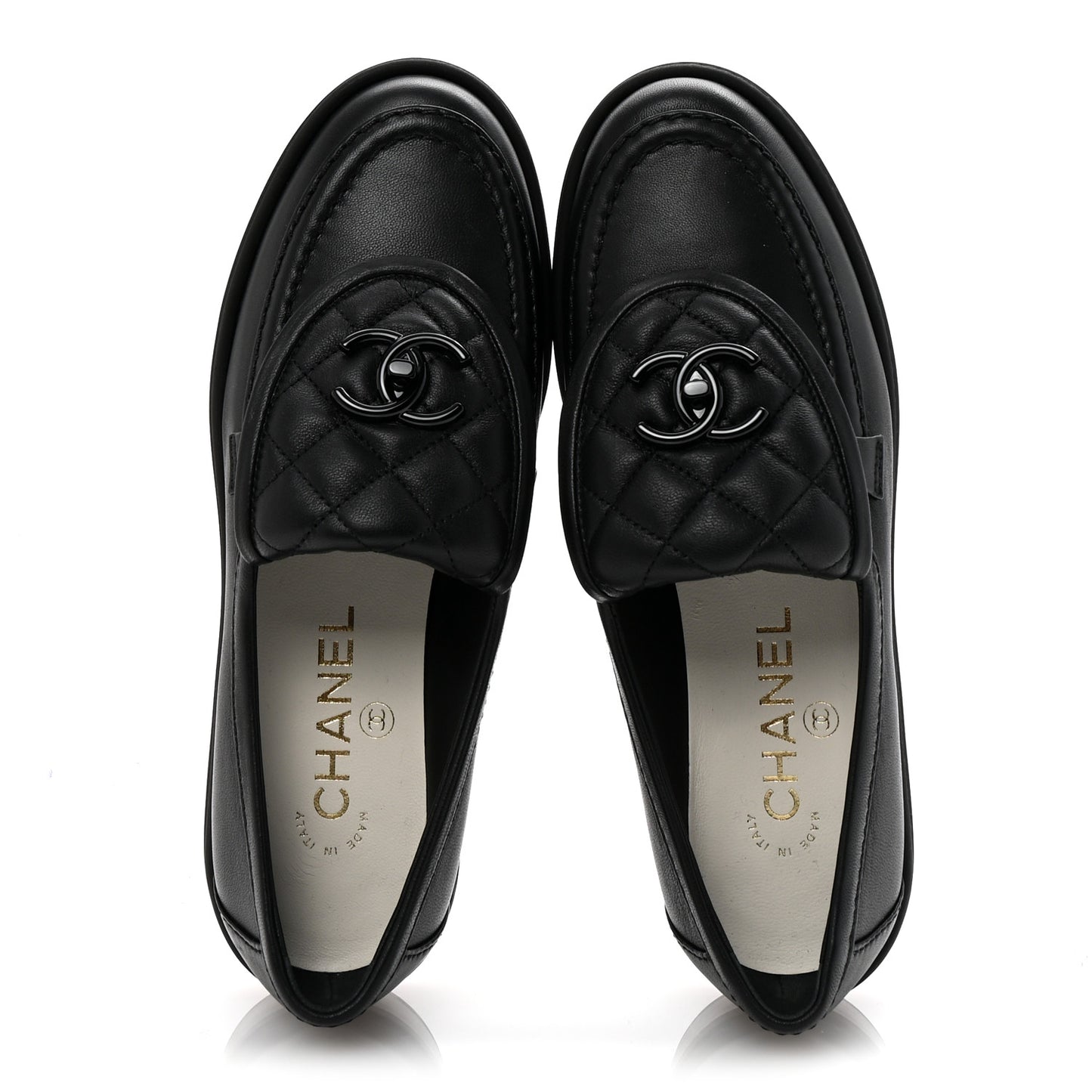 Lambskin Quilted CC Turnlock Loafers 36 Black