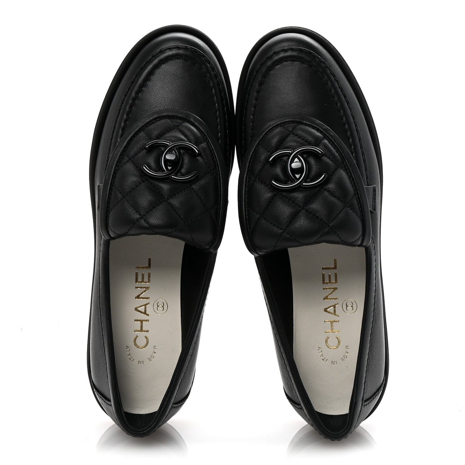 Chanel Lambskin Quilted CC Turnlock Loafers 36 Black 2 of 10