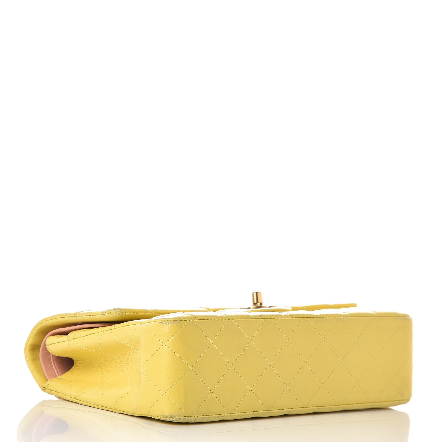 Chanel Lambskin Quilted Medium Double Flap Yellow 4 of 20