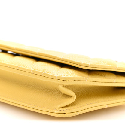 Chanel Caviar Quilted Tiny CC Wallet On Chain WOC Yellow 11 of 12