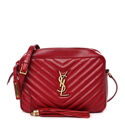Saint Laurent Calfskin Matelasse Monogram Lou Camera Bag Red 1 of 15