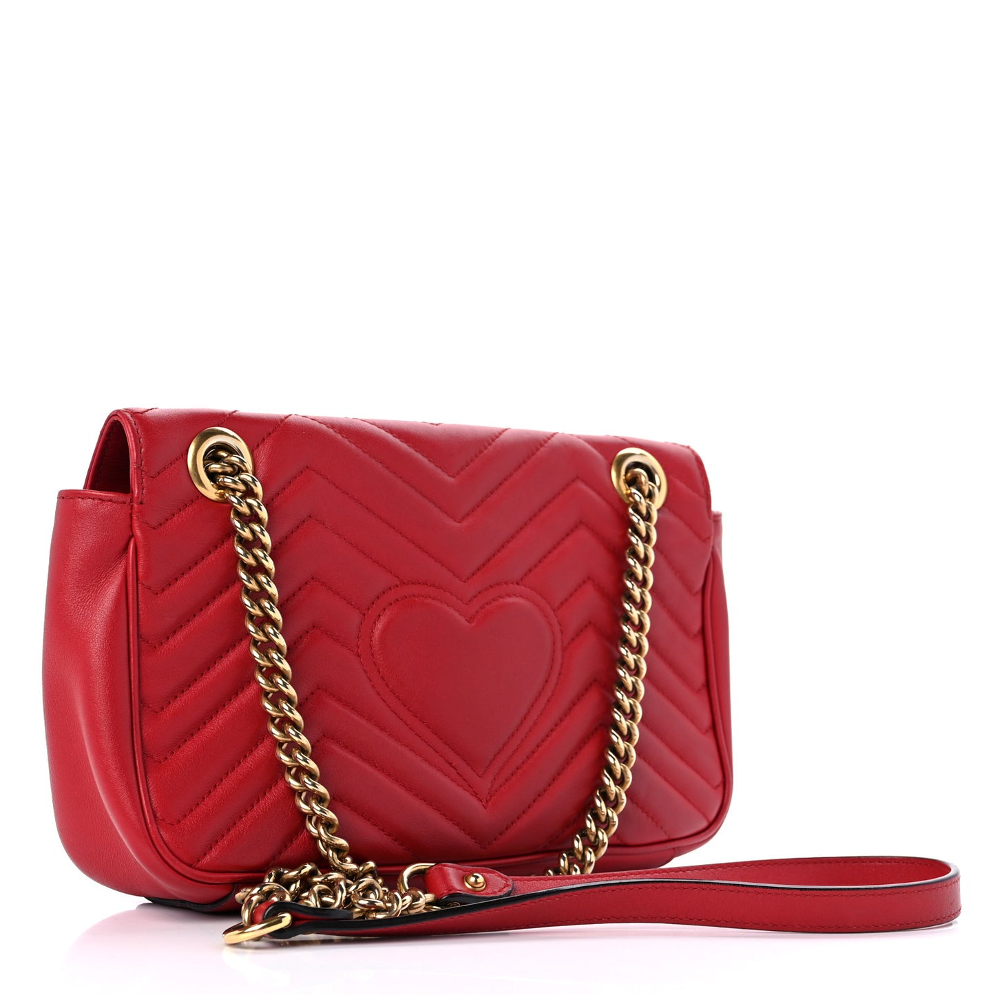 Calfskin Matelasse Small GG Marmont Shoulder Bag Hibiscus Red