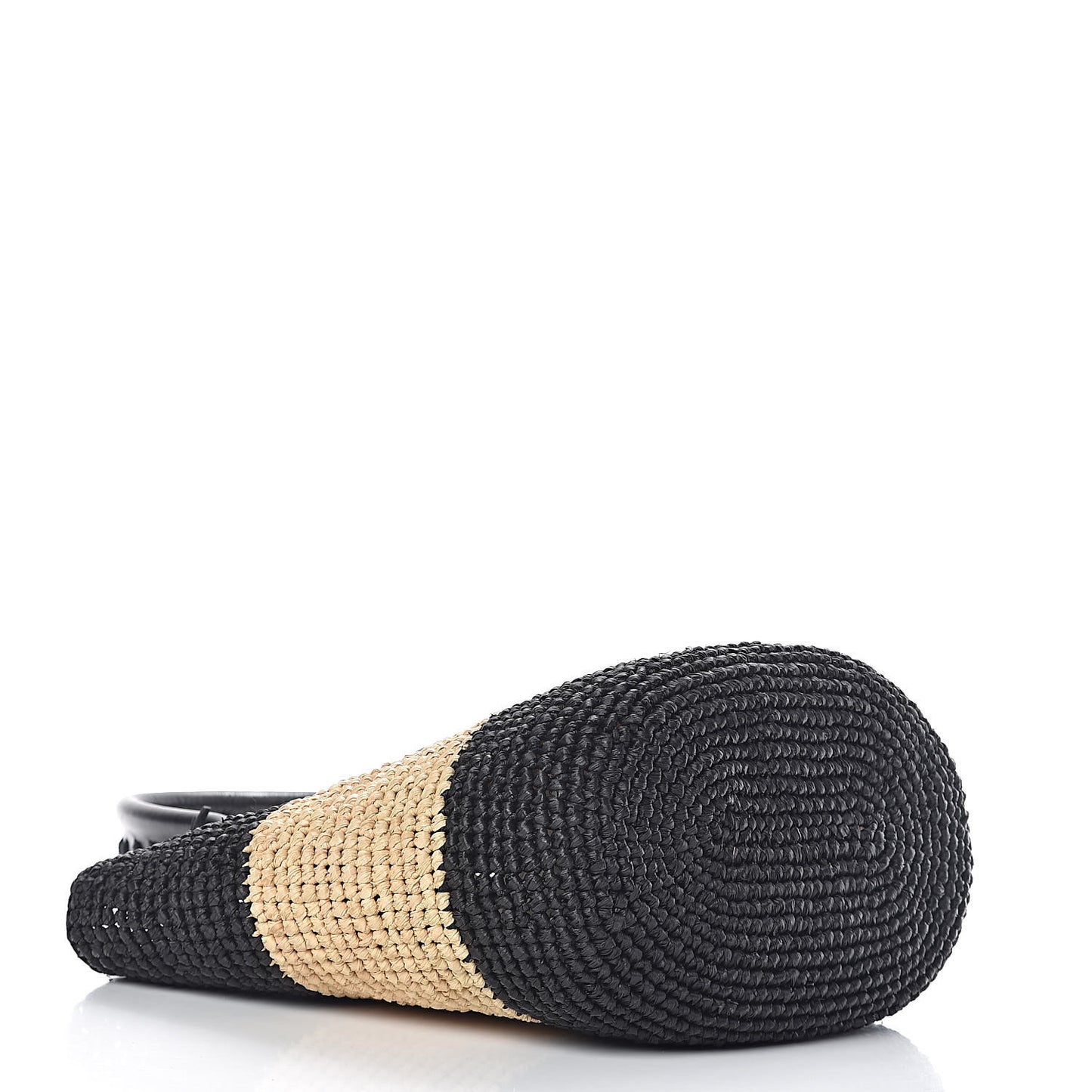 Raffia Bi-Color Panier Basket Tote Natural Black