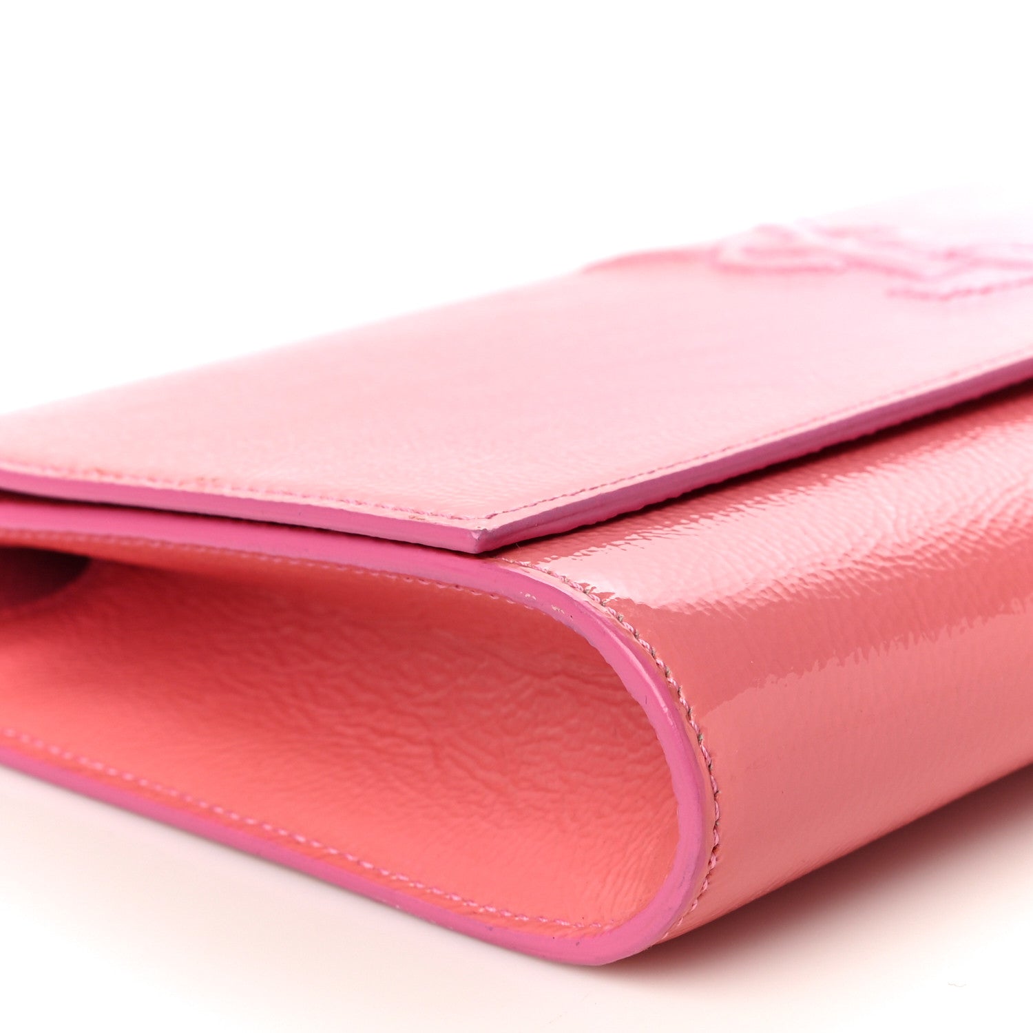 Saint Laurent Textured Patent Monogram Large Belle De Jour Clutch Pink 9 of 12