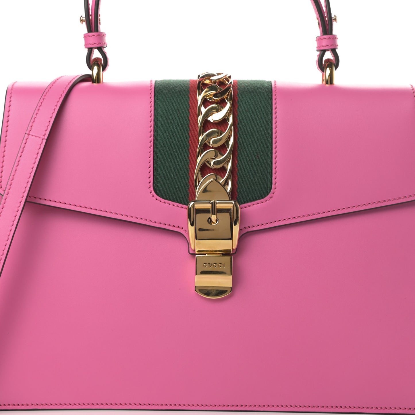 Vitello Fontanella Web Medium Sylvie Top Handle Bag Pink Tropical Flower