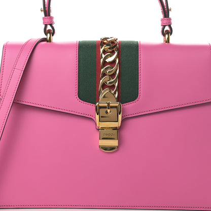 Gucci Vitello Fontanella Web Medium Sylvie Top Handle Bag Pink Tropical Flower 8 of 12
